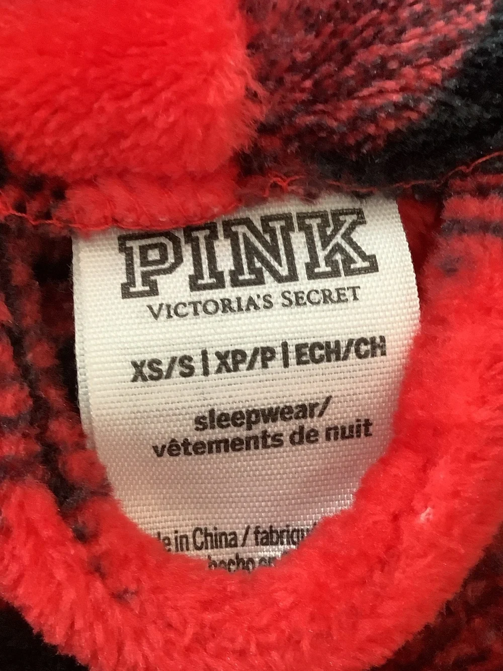 PINK Victoria's Secret Red and Black Plaid Fleece Robe
